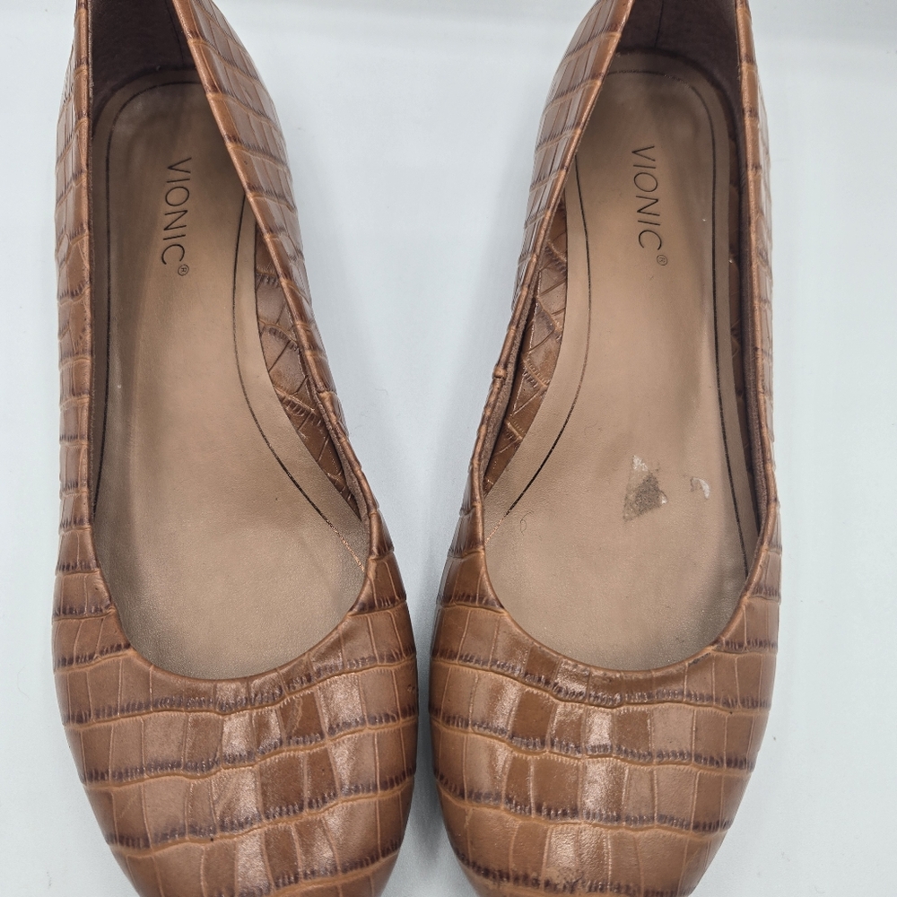 Vionic Brown Croc-Embossed Ballet Flats - Picture 5 of 8